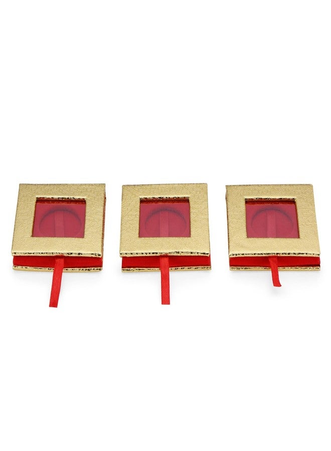 Badhai Box صندوق بادهاي من أوساس بازار، صندوق عملات مزخرف، مثالي لتقديم العملات الفضية الخالصة كهدايا في حفلات الزفاف والمهرجانات والمناسبات الخاصة - أحمر ذهبي شفاف لعملة فضية واحدة وزنها 10 غرامات (مجموعة من 3 قطع) - Image 1